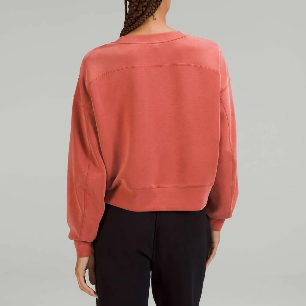 Lululemon Perfectly Oversized Cropped Crew Sweatshirt Softstreme Cayenne Red 0